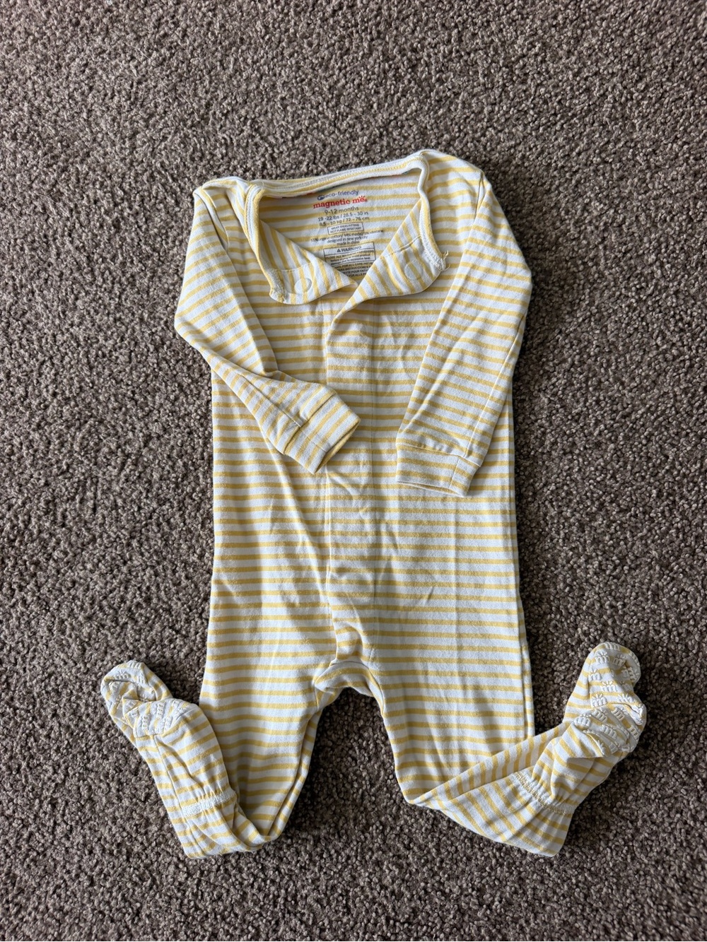 Magnetic Me Yellow and White Striped Footed One-Piece